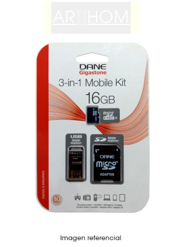 Memoria micro SD 16GB Gigastone kit 3 en 1